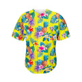 Lime Hawaiian Pineapple Pattern Print Men's Baseball Jersey