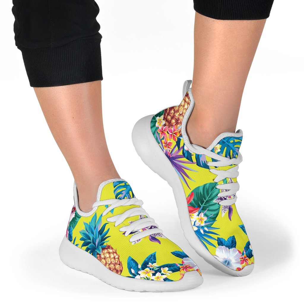 Lime Hawaiian Pineapple Pattern Print Mesh Knit Shoes GearFrost