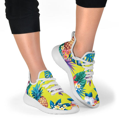Lime Hawaiian Pineapple Pattern Print Mesh Knit Shoes GearFrost