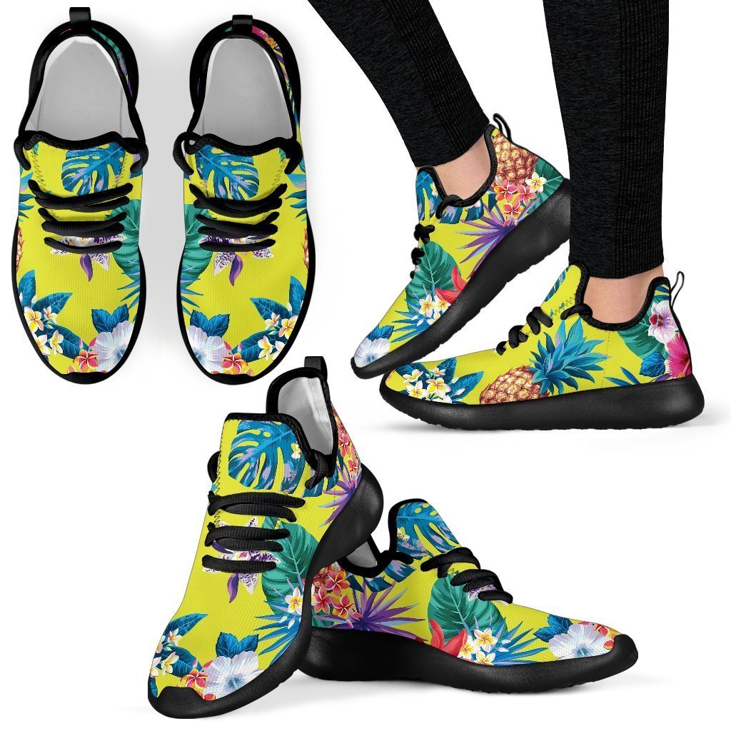 Lime Hawaiian Pineapple Pattern Print Mesh Knit Shoes GearFrost