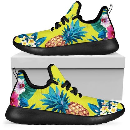 Lime Hawaiian Pineapple Pattern Print Mesh Knit Shoes GearFrost