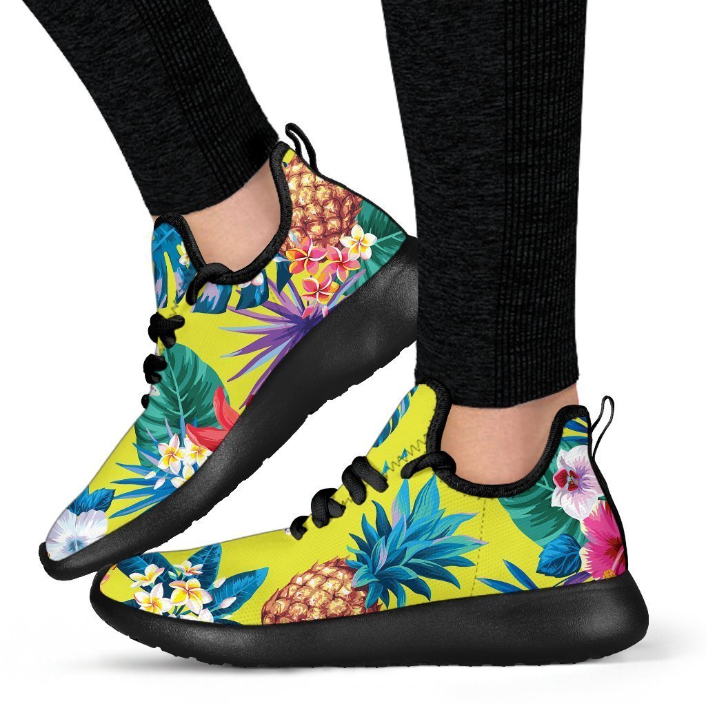 Lime Hawaiian Pineapple Pattern Print Mesh Knit Shoes GearFrost