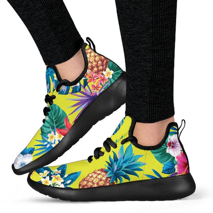 Lime Hawaiian Pineapple Pattern Print Mesh Knit Shoes GearFrost