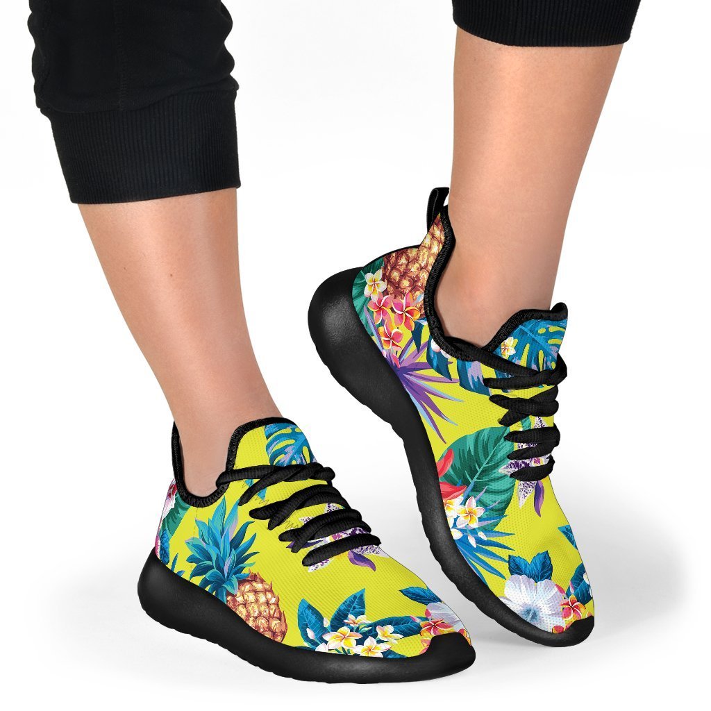 Lime Hawaiian Pineapple Pattern Print Mesh Knit Shoes GearFrost
