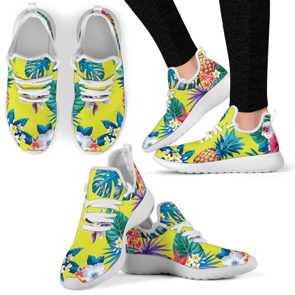 Lime Hawaiian Pineapple Pattern Print Mesh Knit Shoes GearFrost