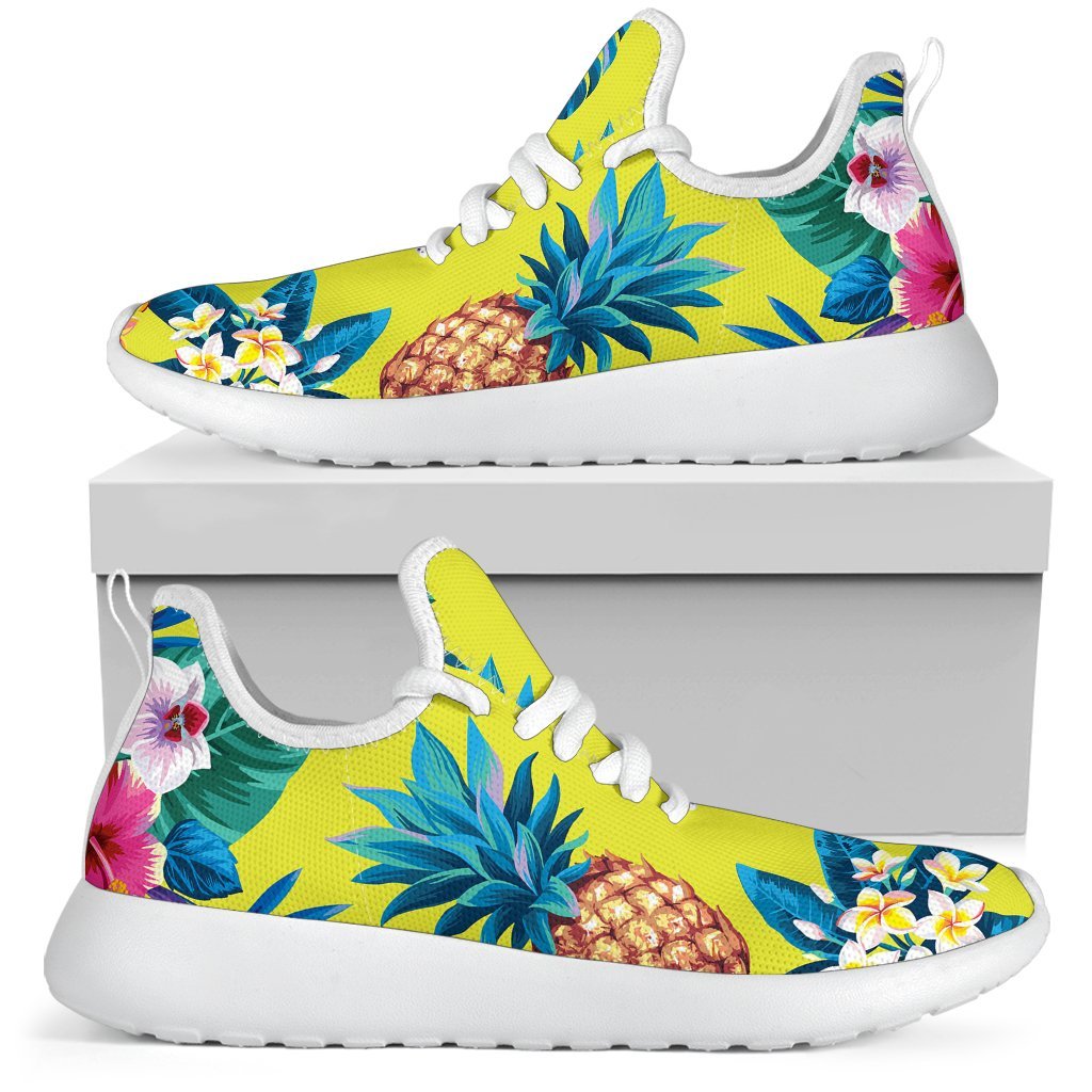 Lime Hawaiian Pineapple Pattern Print Mesh Knit Shoes GearFrost