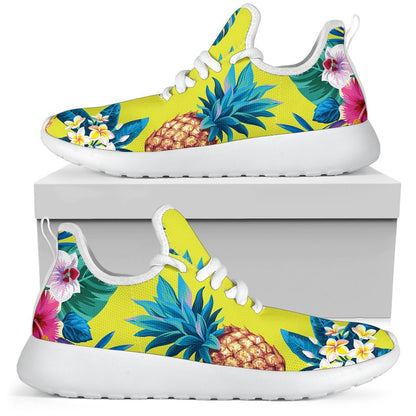 Lime Hawaiian Pineapple Pattern Print Mesh Knit Shoes GearFrost