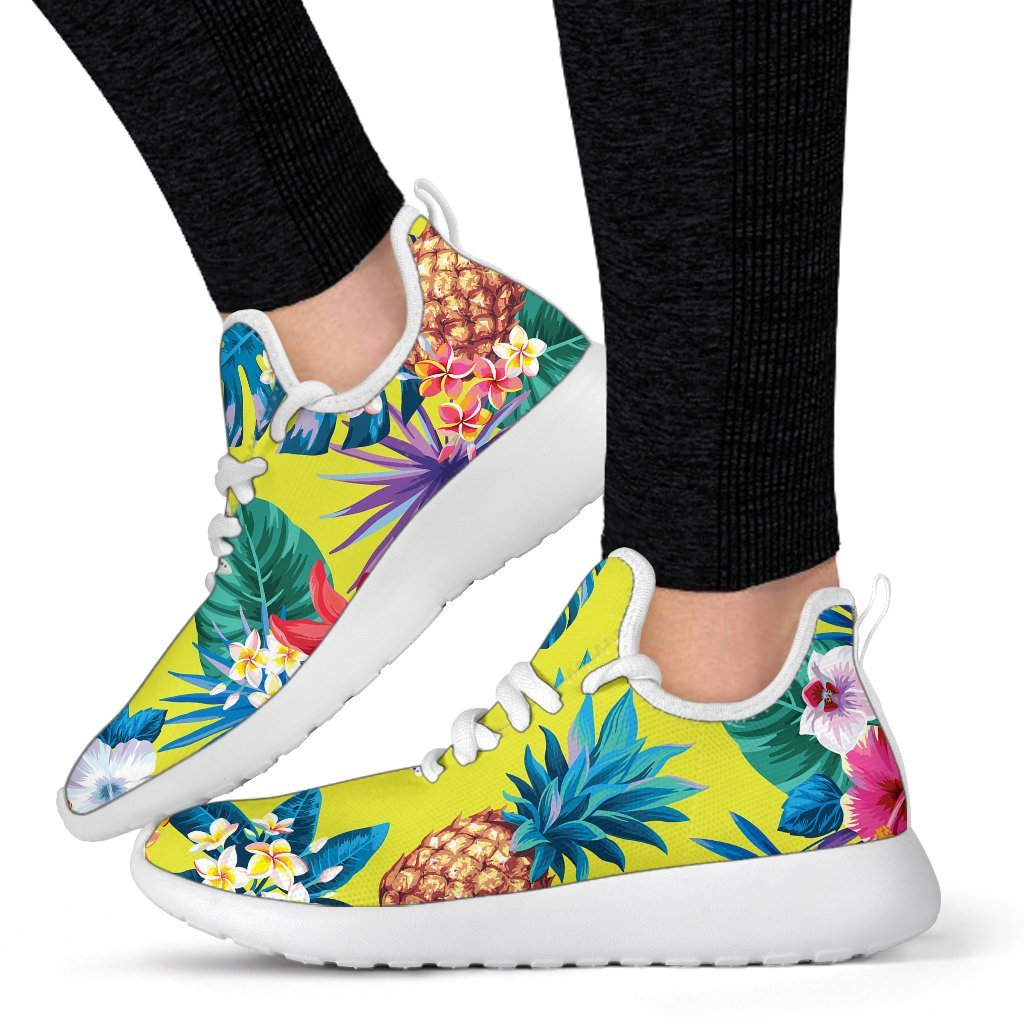 Lime Hawaiian Pineapple Pattern Print Mesh Knit Shoes GearFrost
