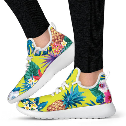 Lime Hawaiian Pineapple Pattern Print Mesh Knit Shoes GearFrost