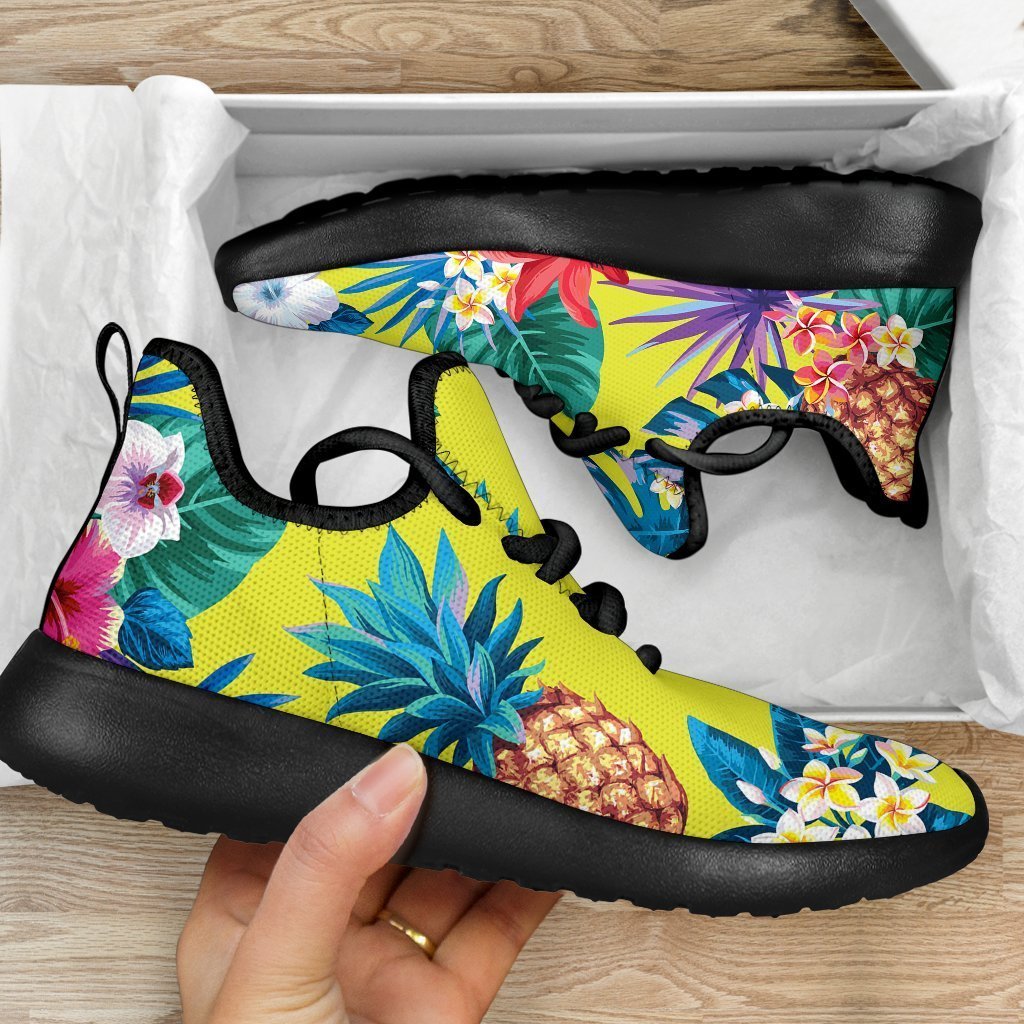 Lime Hawaiian Pineapple Pattern Print Mesh Knit Shoes GearFrost