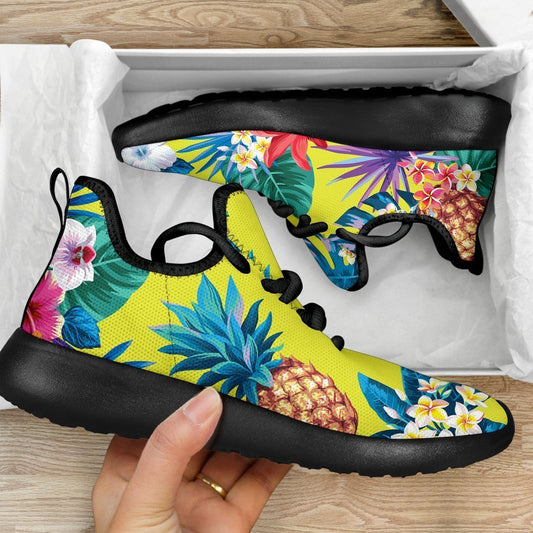Lime Hawaiian Pineapple Pattern Print Mesh Knit Shoes GearFrost