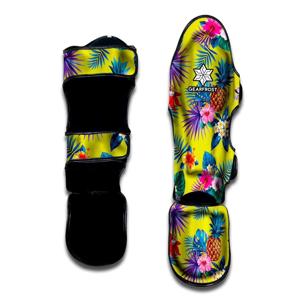 Lime Hawaiian Pineapple Pattern Print Muay Thai Shin Guard