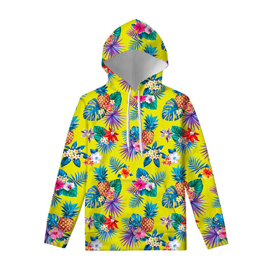 Lime Hawaiian Pineapple Pattern Print Pullover Hoodie