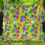 Lime Hawaiian Pineapple Pattern Print Quilt
