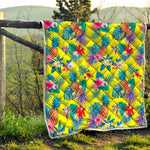 Lime Hawaiian Pineapple Pattern Print Quilt