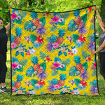 Lime Hawaiian Pineapple Pattern Print Quilt