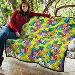 Lime Hawaiian Pineapple Pattern Print Quilt