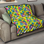 Lime Hawaiian Pineapple Pattern Print Quilt
