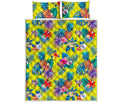 Lime Hawaiian Pineapple Pattern Print Quilt Bed Set