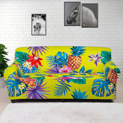 Lime Hawaiian Pineapple Pattern Print Sofa Cover