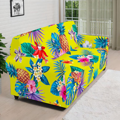 Lime Hawaiian Pineapple Pattern Print Sofa Cover