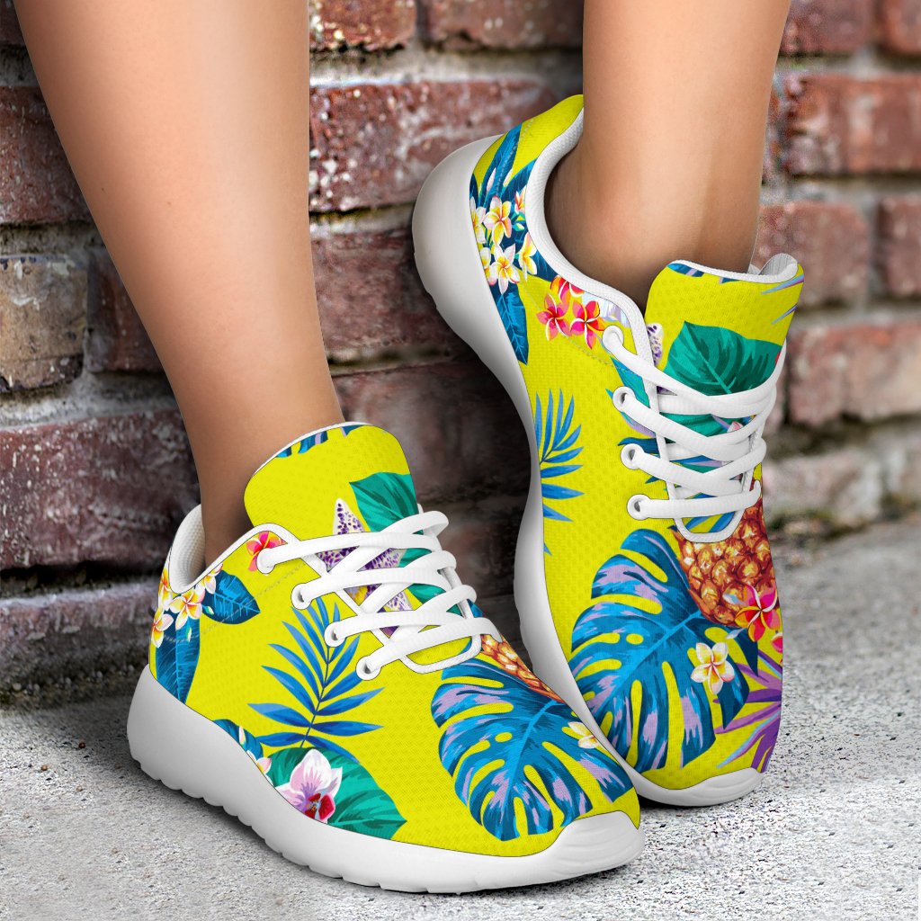 Lime Hawaiian Pineapple Pattern Print Sport Shoes GearFrost