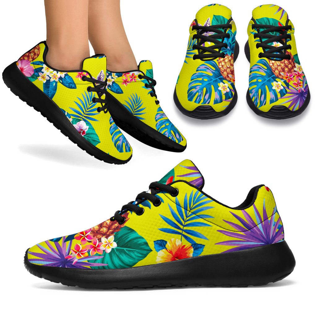 Lime Hawaiian Pineapple Pattern Print Sport Shoes GearFrost