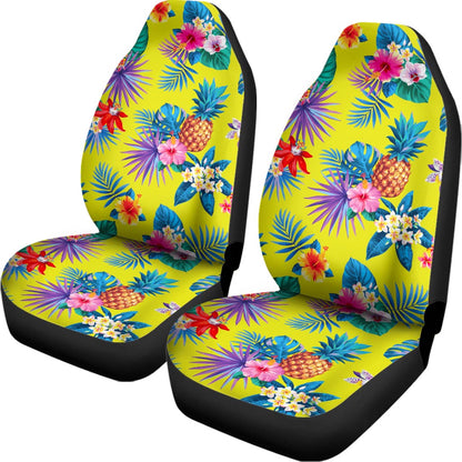 Lime Hawaiian Pineapple Pattern Print Universal Fit Car Seat Covers