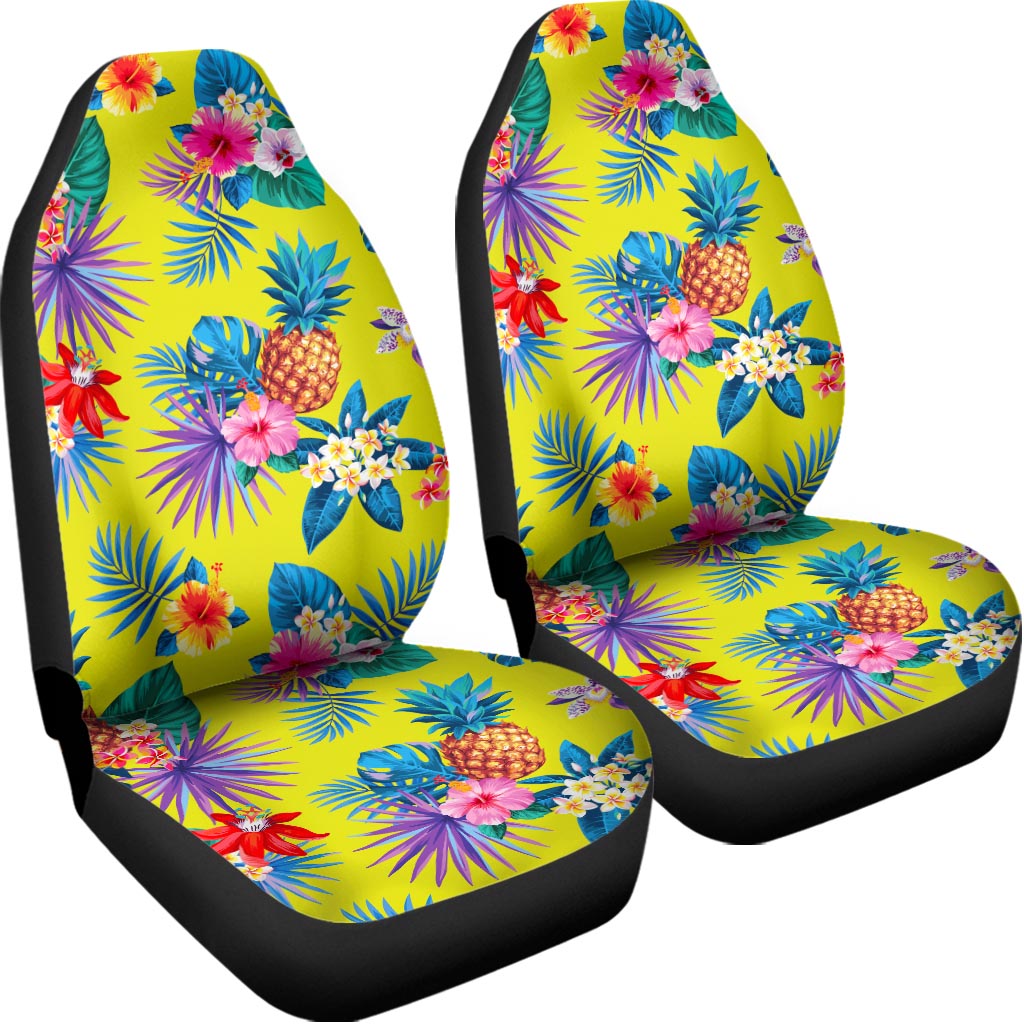 Lime Hawaiian Pineapple Pattern Print Universal Fit Car Seat Covers