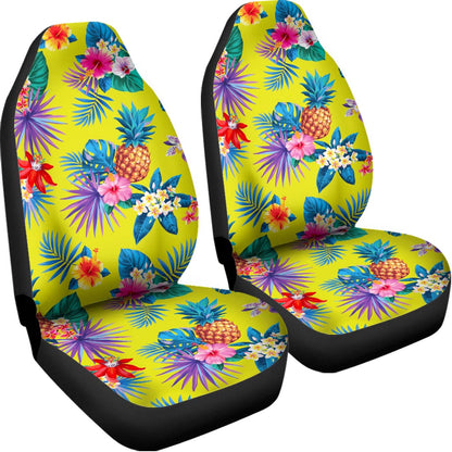 Lime Hawaiian Pineapple Pattern Print Universal Fit Car Seat Covers