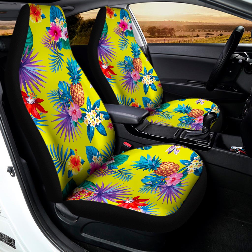 Lime Hawaiian Pineapple Pattern Print Universal Fit Car Seat Covers