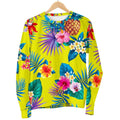 Lime Hawaiian Pineapple Pattern Print Women's Crewneck Sweatshirt