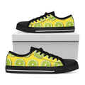 Lime Slices Pattern Print Black Low Top Sneakers