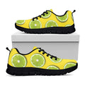Lime Slices Pattern Print Black Running Shoes
