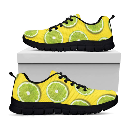Lime Slices Pattern Print Black Sneakers