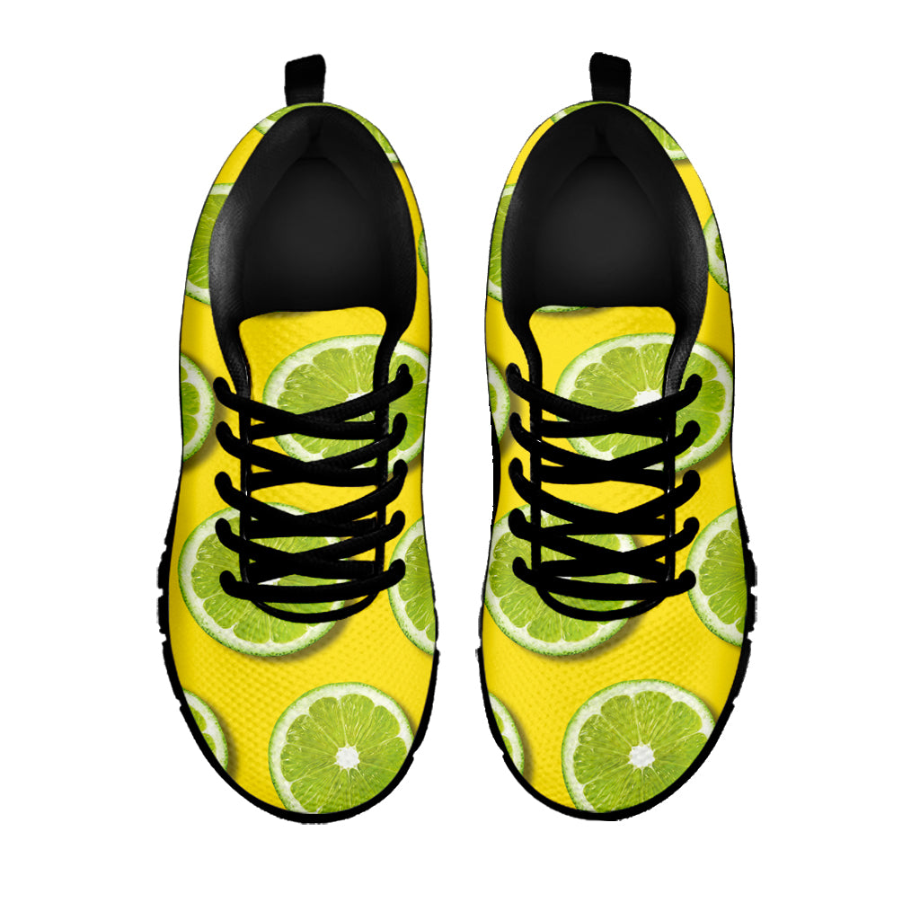 Lime Slices Pattern Print Black Sneakers