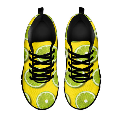 Lime Slices Pattern Print Black Sneakers