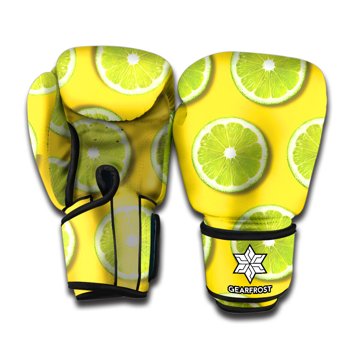 Lime Slices Pattern Print Boxing Gloves