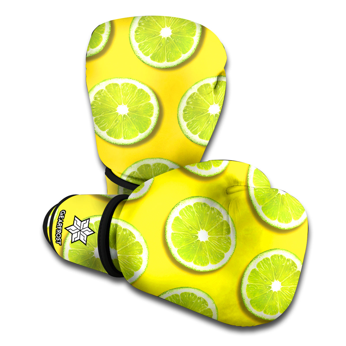 Lime Slices Pattern Print Boxing Gloves