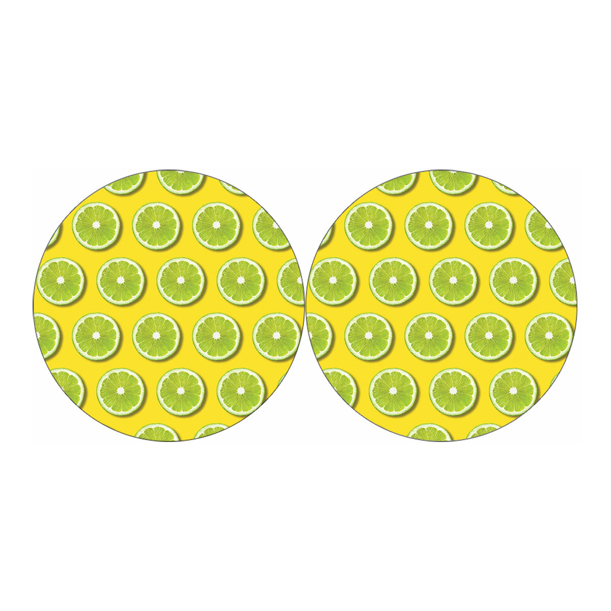 Lime Slices Pattern Print Car Coasters