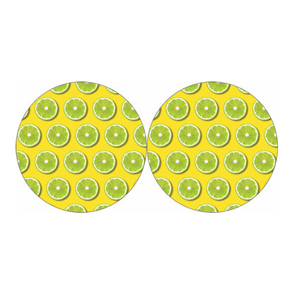 Lime Slices Pattern Print Car Coasters