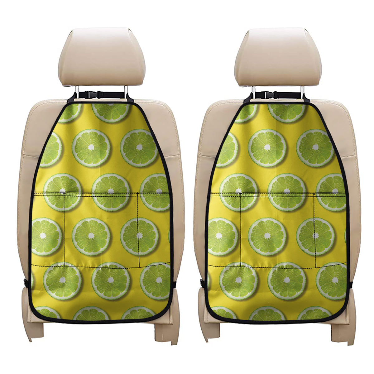 Lime Slices Pattern Print Car Seat Organizers