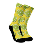 Lime Slices Pattern Print Crew Socks