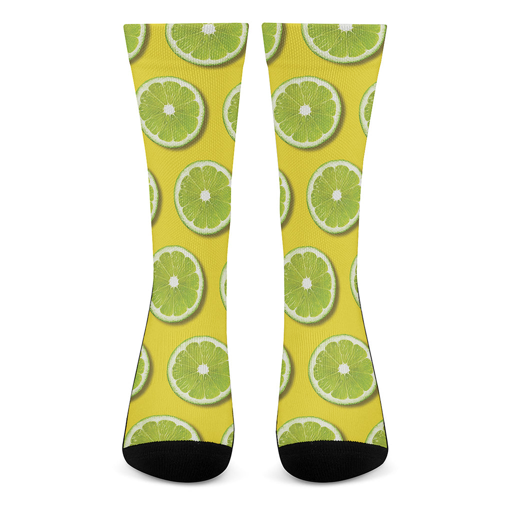 Lime Slices Pattern Print Crew Socks