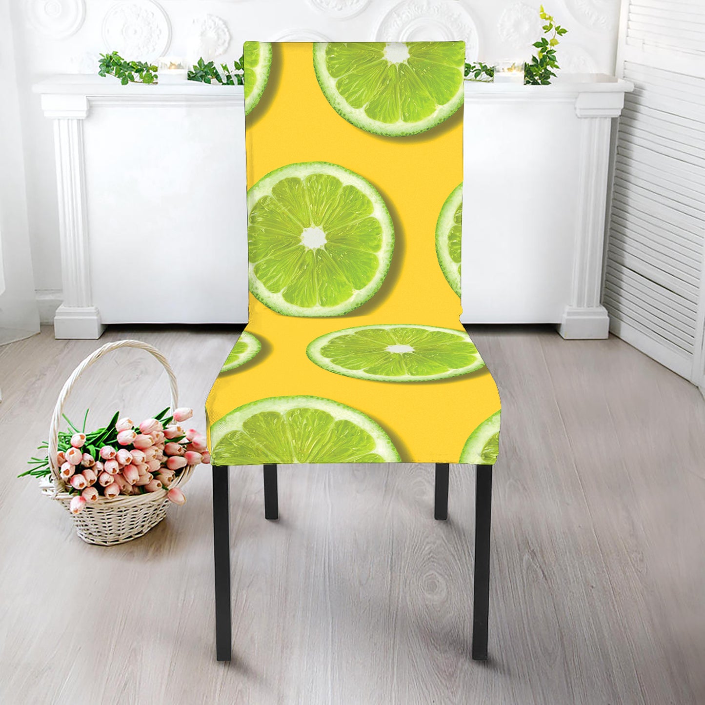 Lime Slices Pattern Print Dining Chair Slipcover