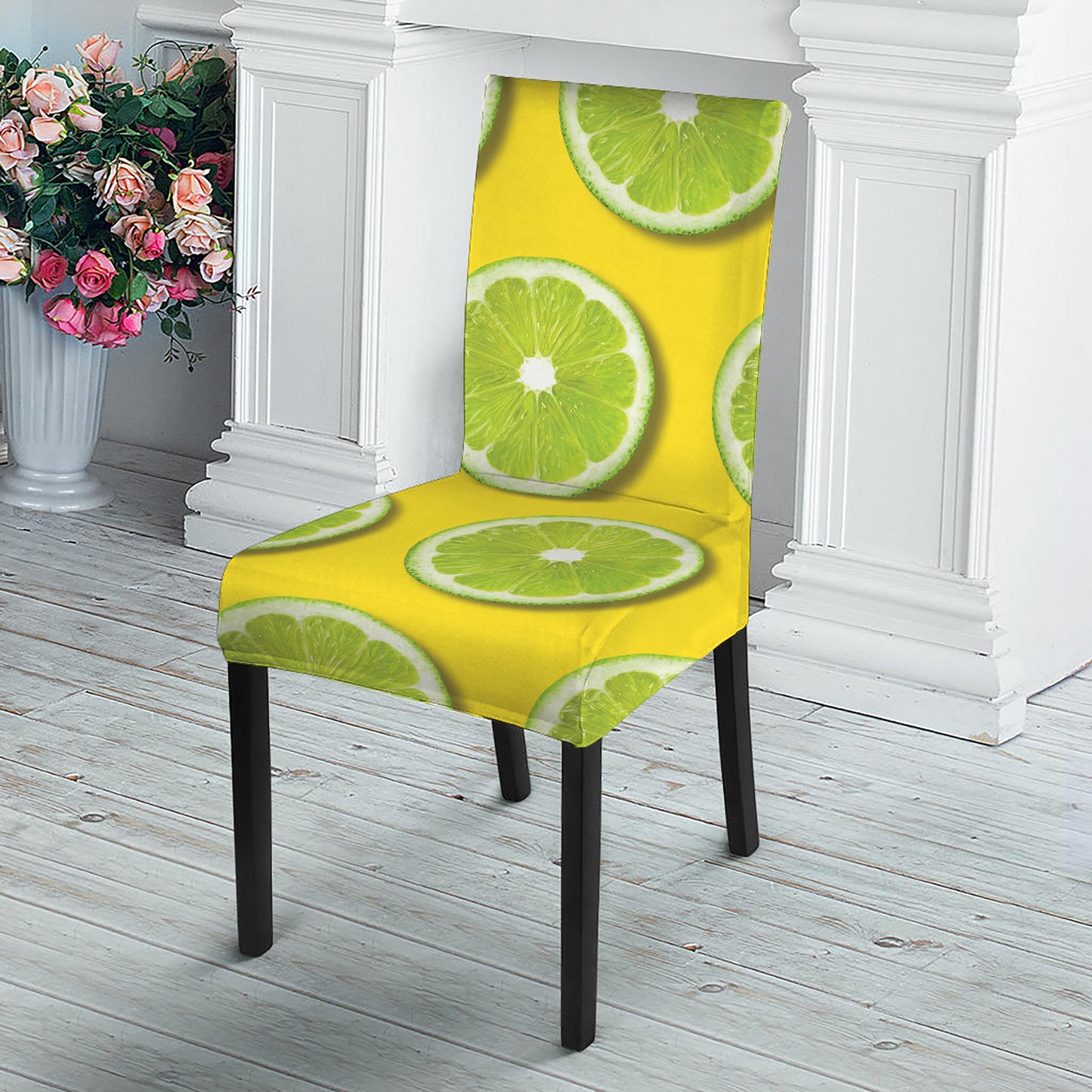 Lime Slices Pattern Print Dining Chair Slipcover