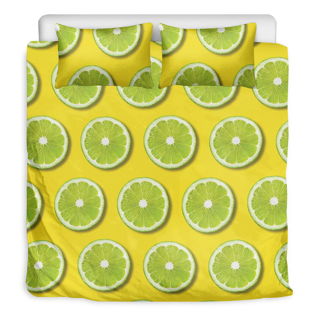 Lime Slices Pattern Print Duvet Cover Bedding Set
