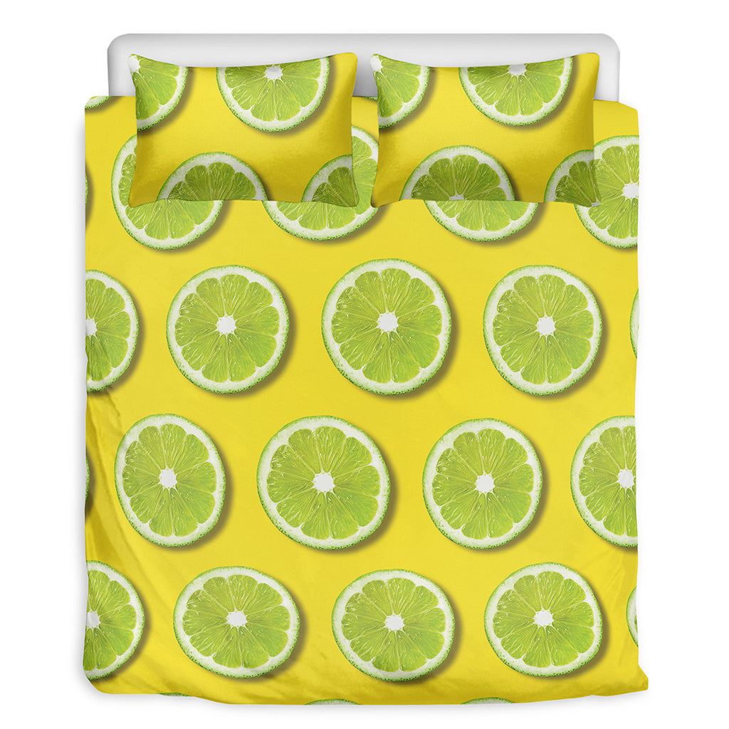Lime Slices Pattern Print Duvet Cover Bedding Set