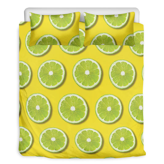 Lime Slices Pattern Print Duvet Cover Bedding Set