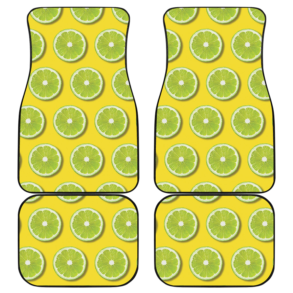 Lime Slices Pattern Print Front and Back Car Floor Mats
